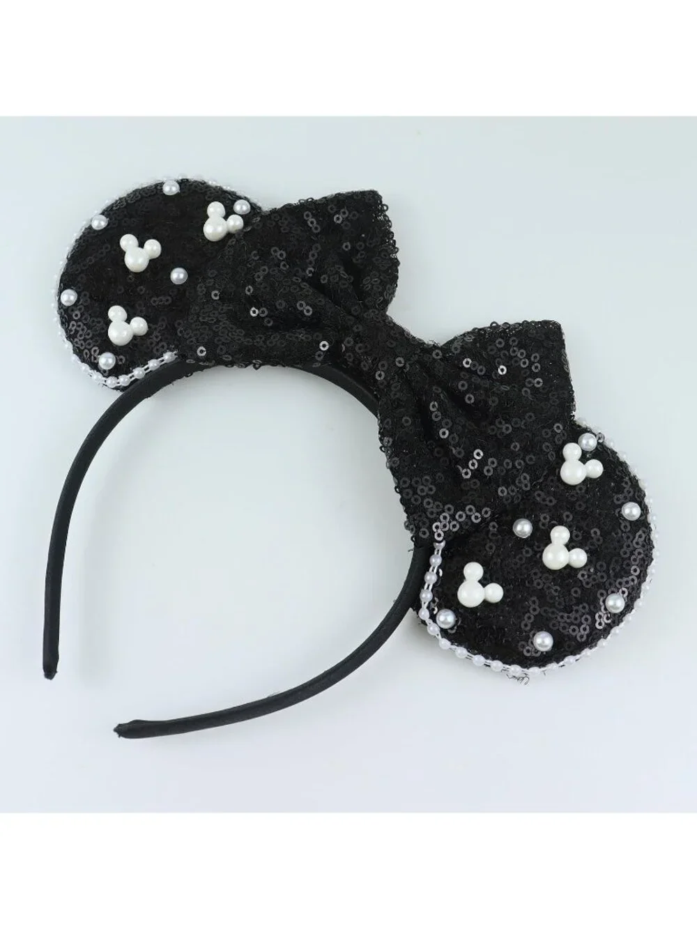 Women Black Polyester Velvet Mickey Mouse Halloween Costume Headband